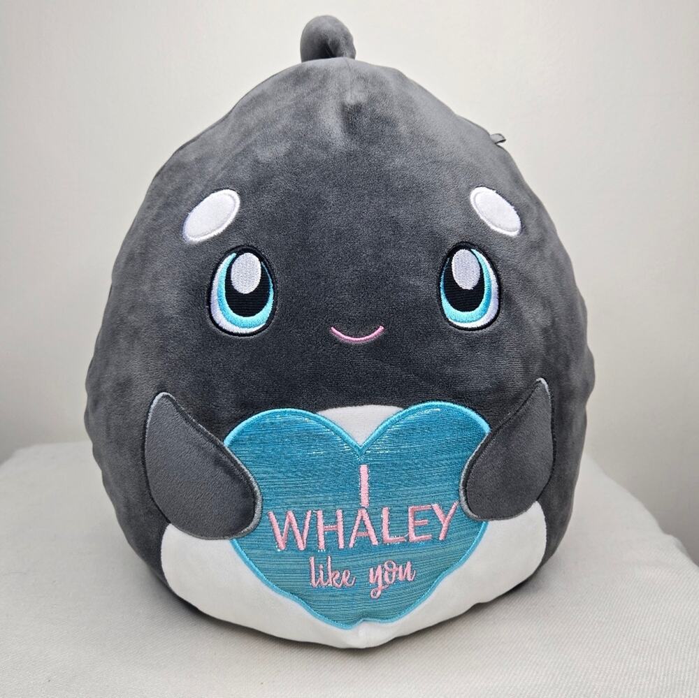 SQUISHMALLOW Original Gray Whale Plush Toy "I Whaley Like You"
